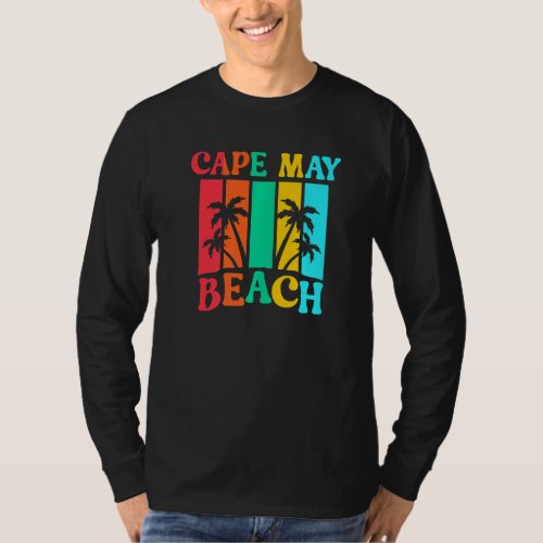 Cape May Beach Summer Vacation Bright Retro Colors T_Shirt