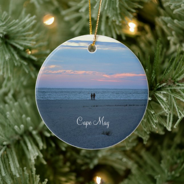 Cape May Beach Sunset Ceramic Ornament (Tree)