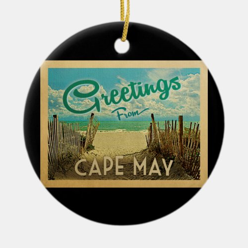 Cape May Beach Vintage Travel Ceramic Ornament