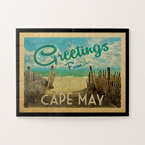 Cape May Beach Vintage Travel Jigsaw Puzzle