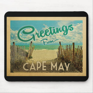 Cape May Beach Vintage Travel Mouse Pad