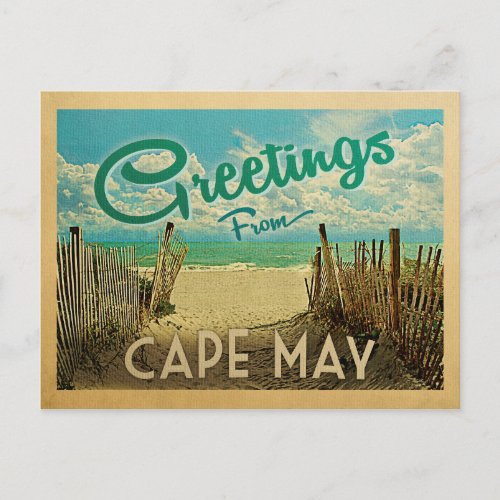 Cape May Beach Vintage Travel Postcard