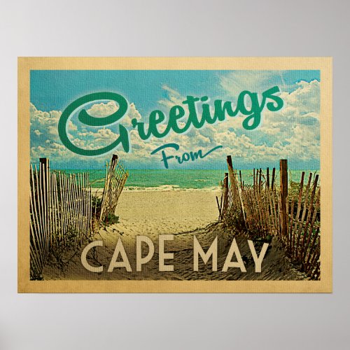 Cape May Beach Vintage Travel Poster