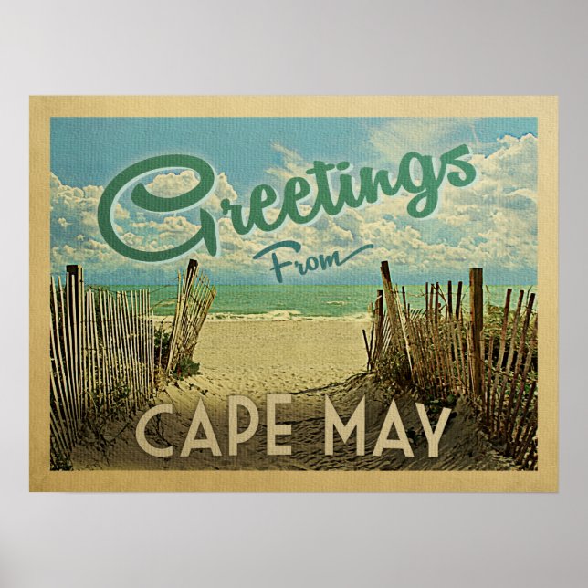 Cape May Beach Vintage Travel Poster (Front)