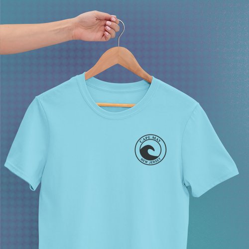 Cape May Black Ocean Wave Circle Design T_Shirt