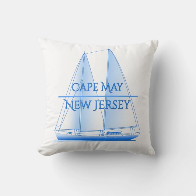 Cape May Coastal Nautical Sailing Sailor Throw Pillow (Front)
