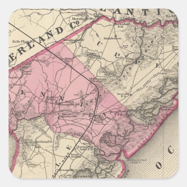 Cape May County, NJ Square Sticker (Front)