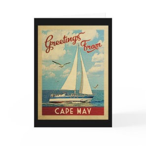 Cape May Greeting Card Sailboat Vintage New Jersey
