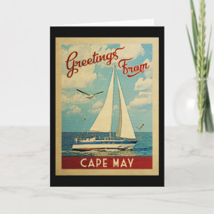 Cape May Greeting Card Sailboat Vintage New Jersey
