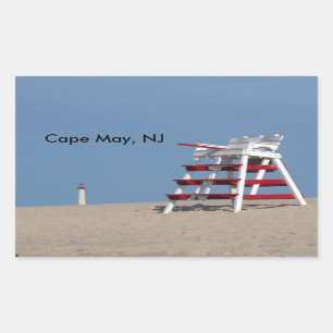 Cape May lifeguard chair Rectangular Sticker