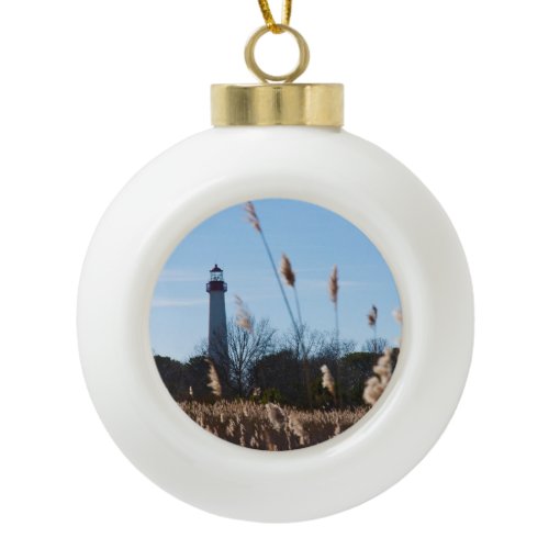 Cape May lighthouse Ceramic Ball Christmas Ornament