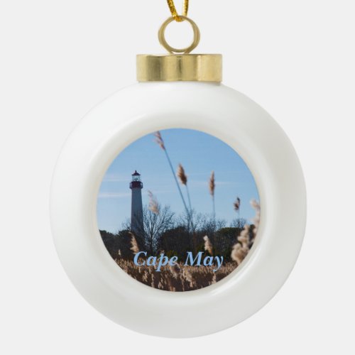 Cape May lighthouse Ceramic Ball Christmas Ornament