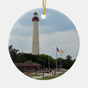 Cape May  Lighthouse Ceramic Ornament by JTHoward at Zazzle