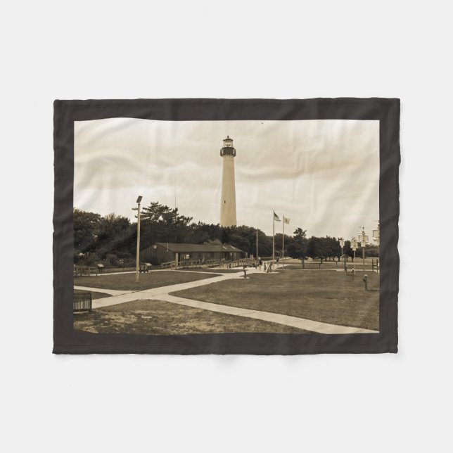 Cape May Lighthouse Fleece Blanket (Front (Horizontal))