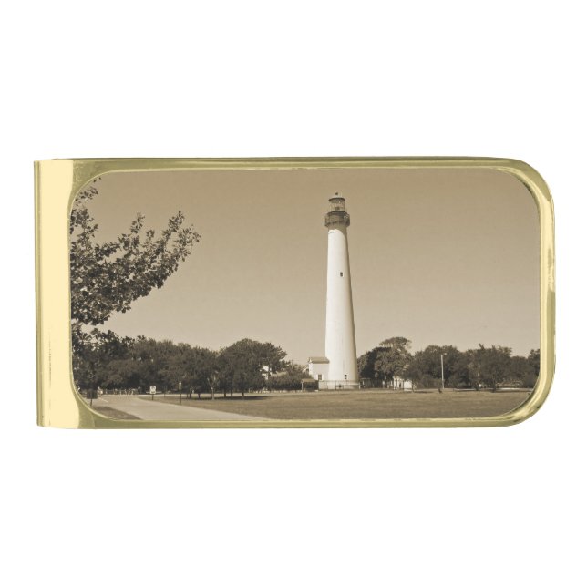 Cape May Lighthouse Gold Finish Money Clip (Front)