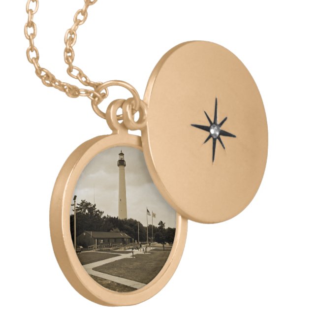 Cape May Lighthouse Locket Necklace (Front Left)