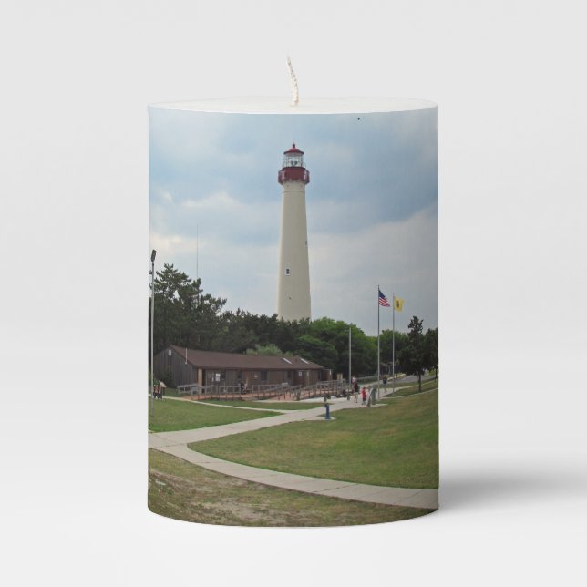Cape May Lighthouse Pillar Candle (Front)