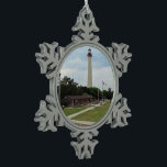 Cape May Lighthouse Snowflake Pewter Christmas Ornament<br><div class="desc">Cape May Lighthouse</div>