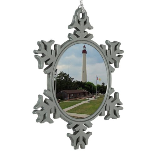Cape May Lighthouse Snowflake Pewter Christmas Ornament