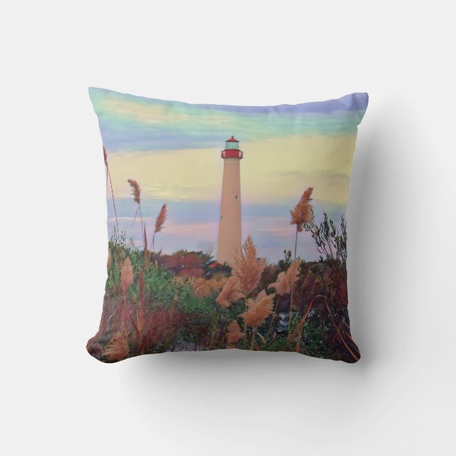 Cape May Lighthouse Throw Pillow (Front)