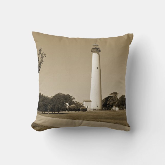 Cape May Lighthouse Throw Pillow (Front)