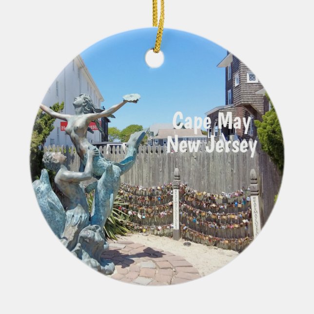 Cape May Love Locks Ceramic Ornament (Front)