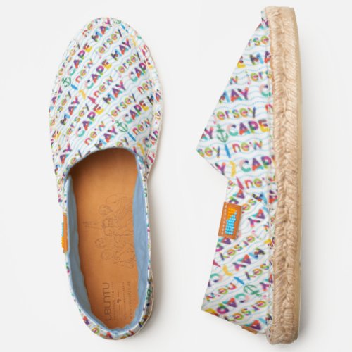 Cape May New Jersey Colorful Text Pattern Espadrilles