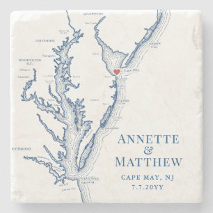 Cape May New Jersey Destination Wedding Favor Stone Coaster