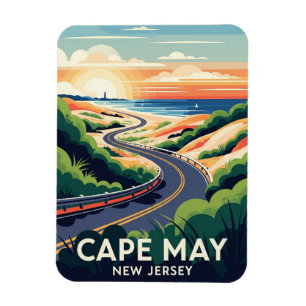 Cape May New Jersey Illustration Travel Postcard Magnet