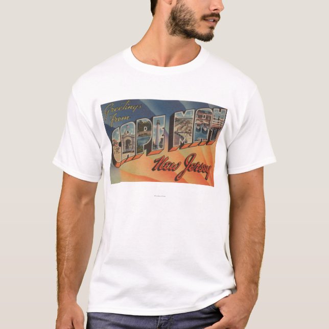 Cape May, New Jersey - Large Letter Scenes T-Shirt (Front)
