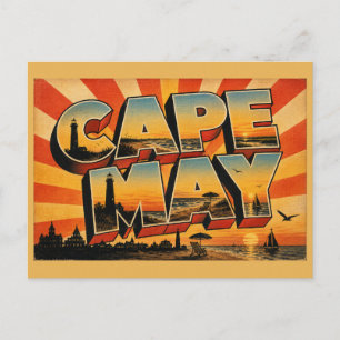 Cape May New Jersey Lighthouse Beach Bay Art Postcard