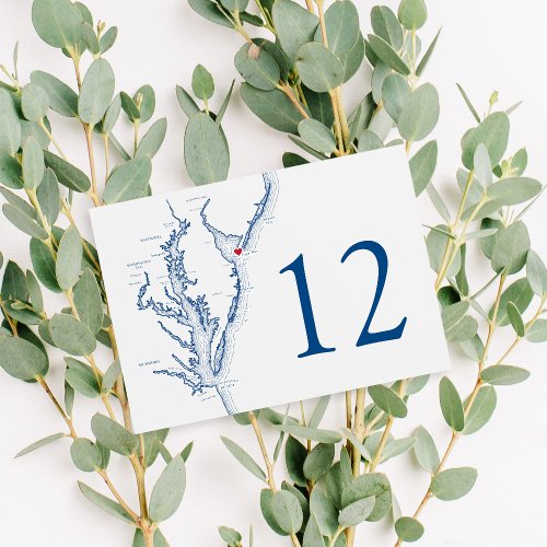 Cape May New Jersey Map Elegant Navy Wedding Table Number