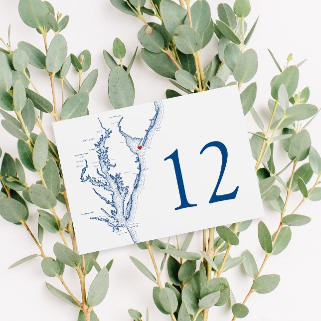 Cape May New Jersey Map Elegant Navy Wedding Table Number (Creator Uploaded)