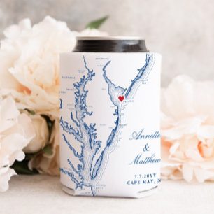 Cape May New Jersey Map Wedding Favor Drink Can Cooler