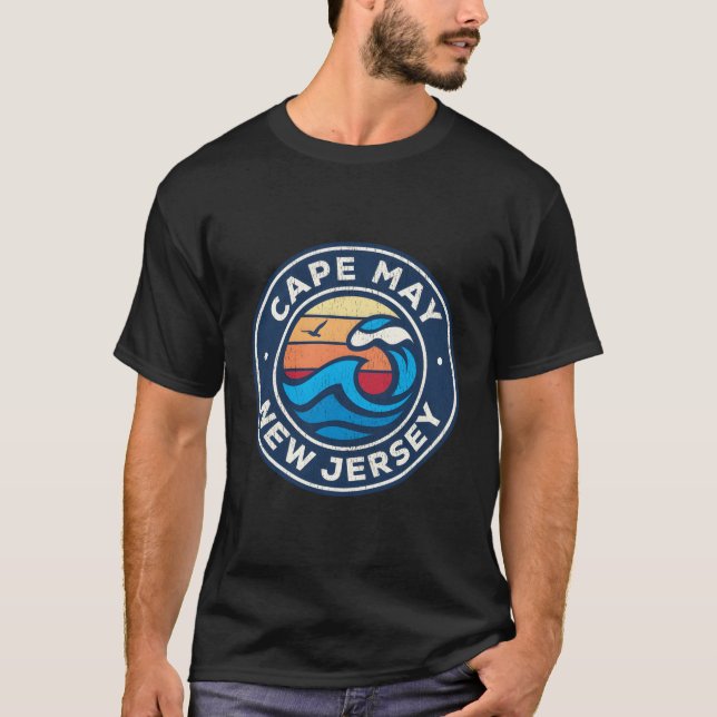 Cape May New Jersey Nj Nautical Waves T-Shirt (Front)
