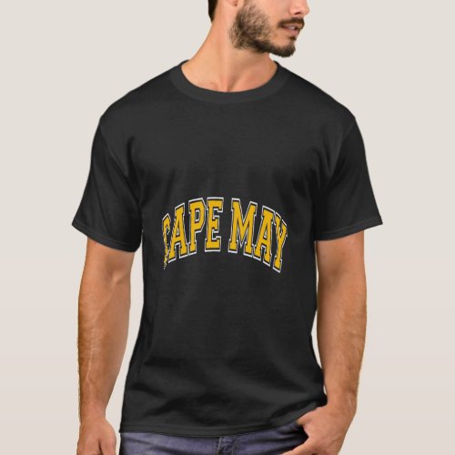 Cape May New Jersey Nj Varsity Style Amber Text T_Shirt