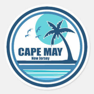 Cape May New Jersey Palm Tree Birds Classic Round Sticker