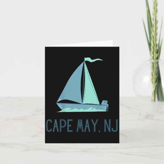 Cape May New Jersey Sailing Sailboat Beach Card (Front)