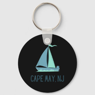 Cape May New Jersey Sailing Sailboat Beach Keychain