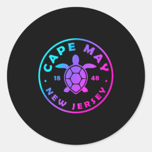 Cape May New Jersey Sea Turtle Tie Dye Vacation Classic Round Sticker
