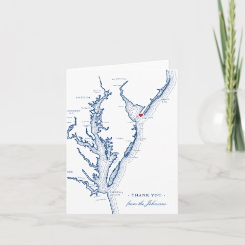 Cape May New Jersey Shore Photo Navy Wedding Thank You Card