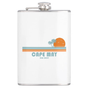 Cape May New Jersey Sun Palm Trees Flask