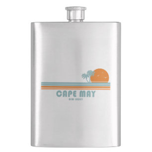 Cape May New Jersey Sun Palm Trees Flask