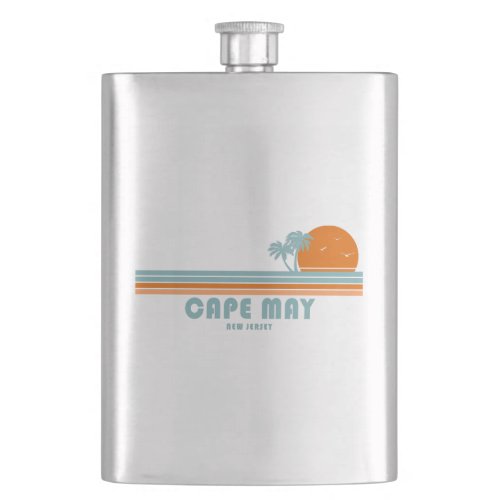 Cape May New Jersey Sun Palm Trees Flask