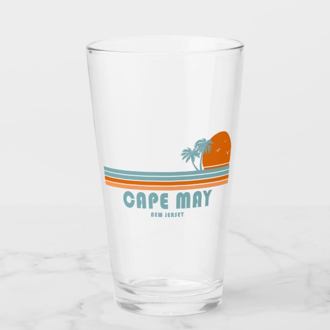 Cape May New Jersey Sun Palm Trees Glass (Front)