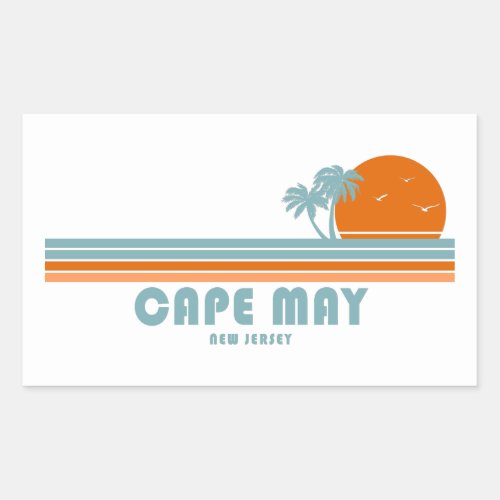 Cape May New Jersey Sun Palm Trees Rectangular Sticker
