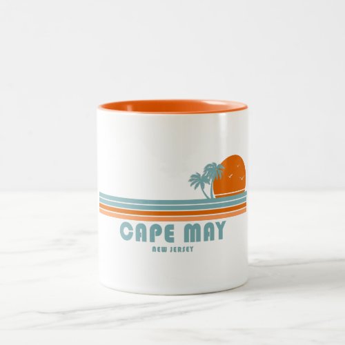 Cape May New Jersey Sun Palm Trees Two_Tone Coffee Mug