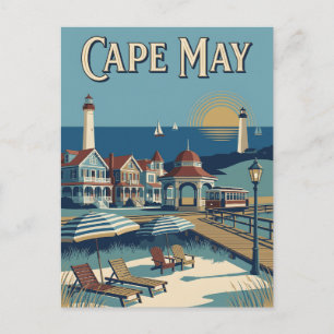 Cape May New Jersey Victorian Coastal Retro Poster Postcard
