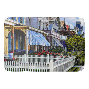 Cape May NJ - Colorful Victorian Street Bath Mat