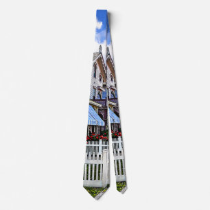 Cape May NJ - Colorful Victorian Street Neck Tie